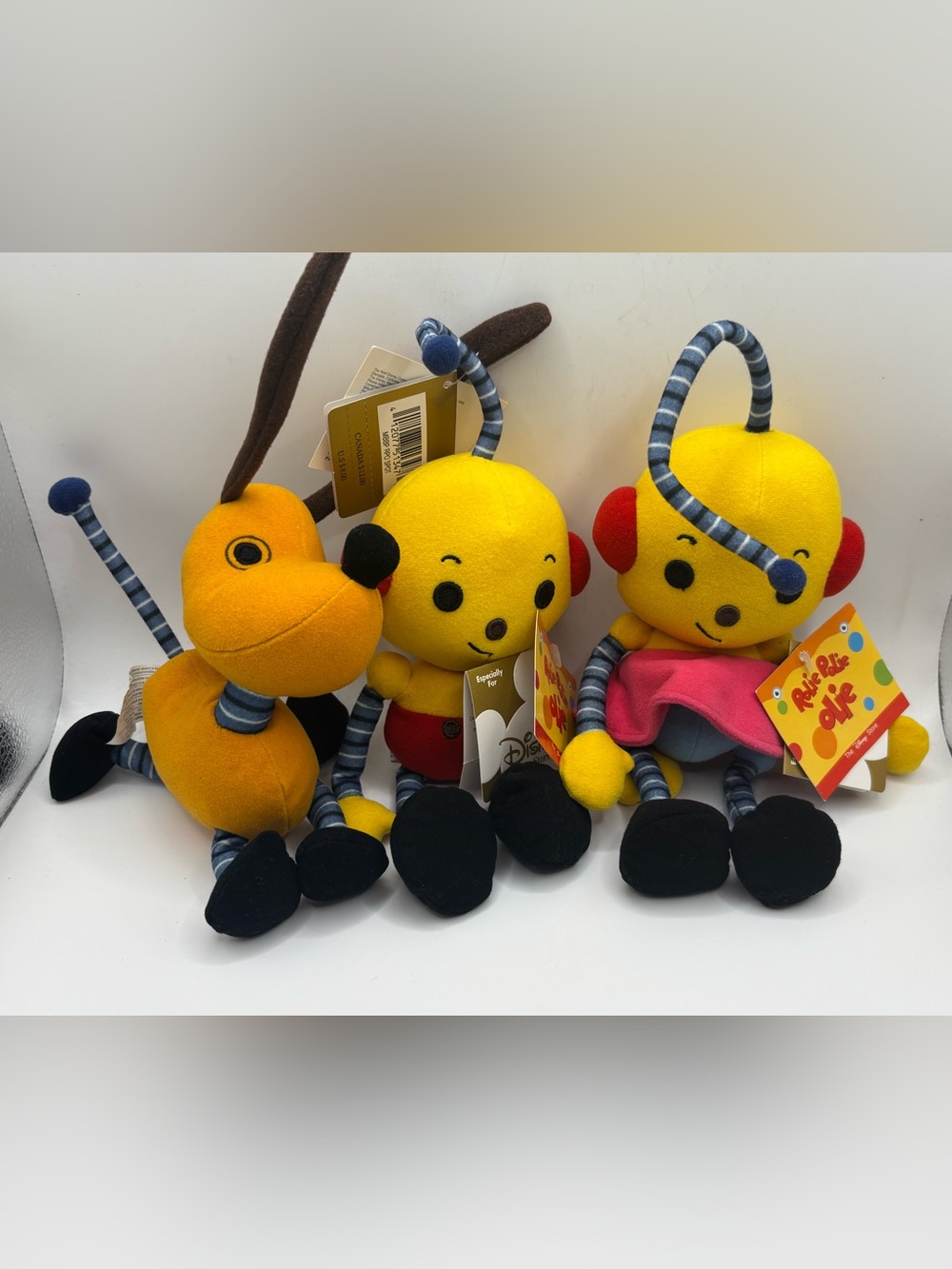Vintage Disney Store Rolie Polie Olie Zowie Spot Bean Bag Toy Rare Lot Of 3 NWT